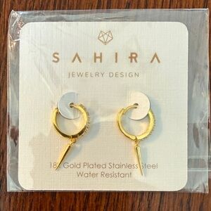 18K Gold Plated Stainless Steel Water Resistant Spike Hoop Earrings